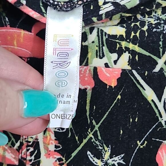 LuLaRoe Coral Lily One Size (2-10) Butter Soft Legging Floral Print Stretch Pant - Picture 3 of 8